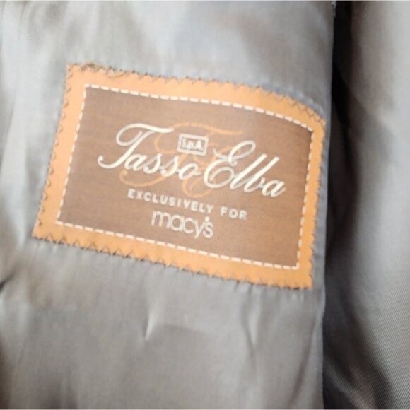 Tasso Elba Men’s Sport Coat Blazer Suit Jacket 100% Camel Hair Brown‎ Plaid 46L - Picture 4 of 11